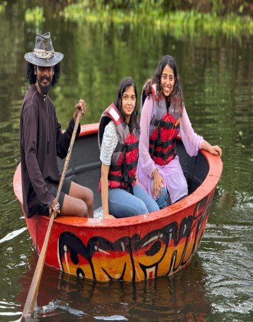 Village kayaking trip in Alappuzha backwaters at sunrise